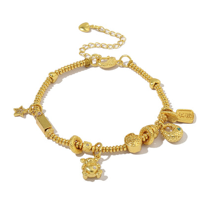 Plated 24K real gold love sand gold beaded bracelet