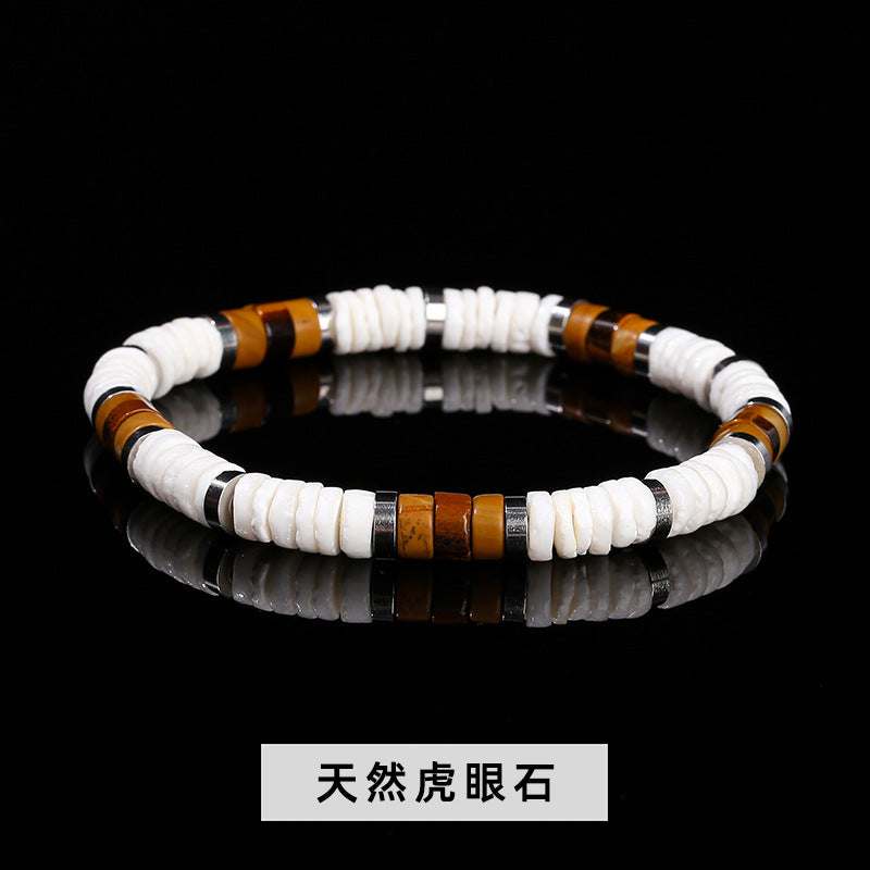 Pulsera de cuentas de concha blanca natural 