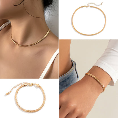 Simple plain chain metal necklace