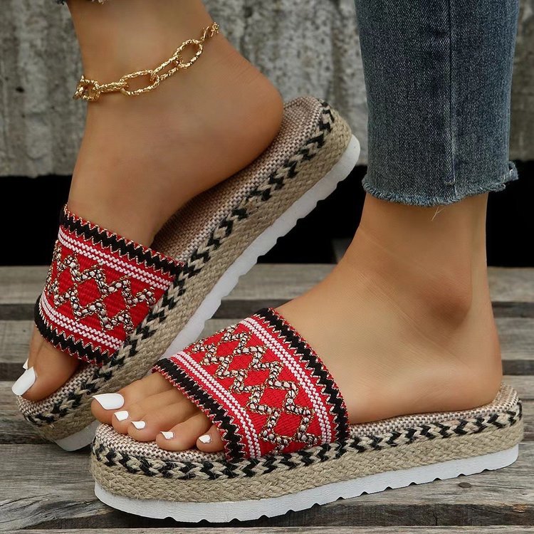 Women's shoes platform hemp rope