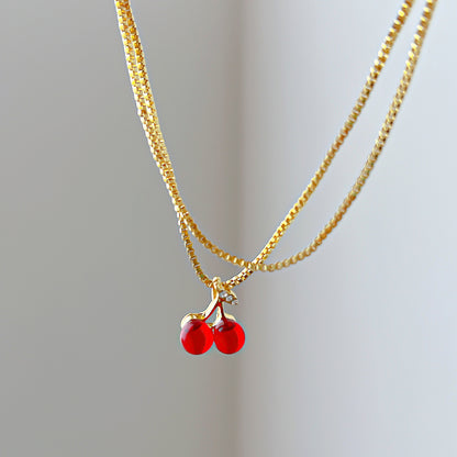 Red Cherry Pendant Necklace