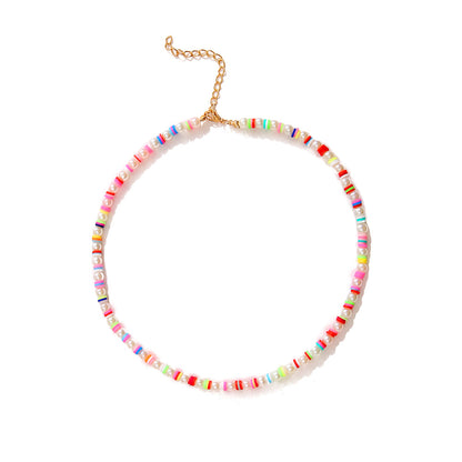 Shell Pendant Colorful Rice Bead Necklace