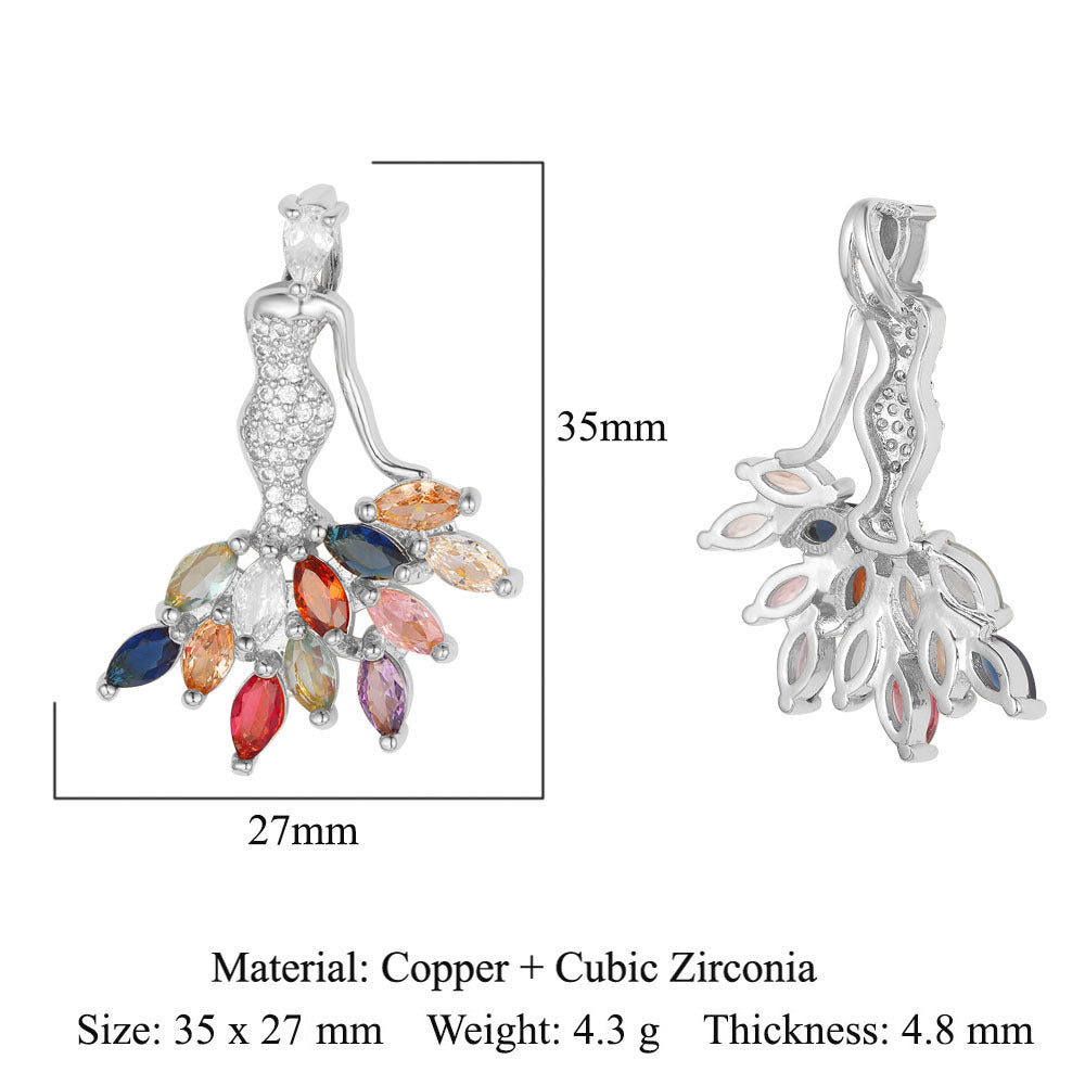 Zircon copper Color zirconium copper micro-inlaid necklace pendant