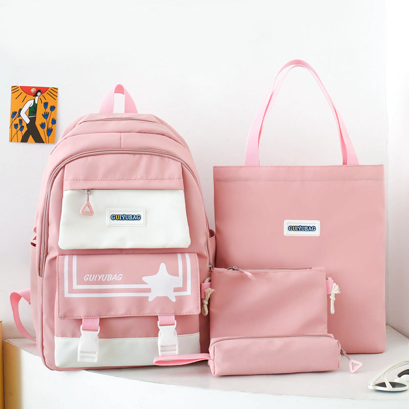 4-piece student school bag cute style backpack