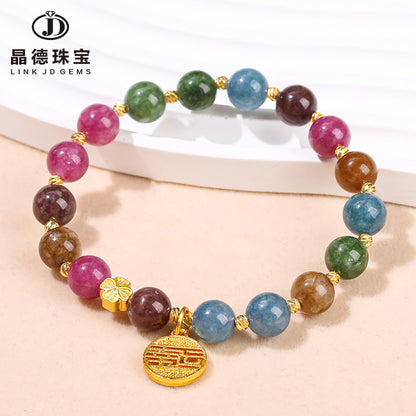 Imitation color tourmaline chalcedony bracelet.