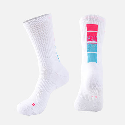 Mid-Length Basketball Socks Gradient Color Thick