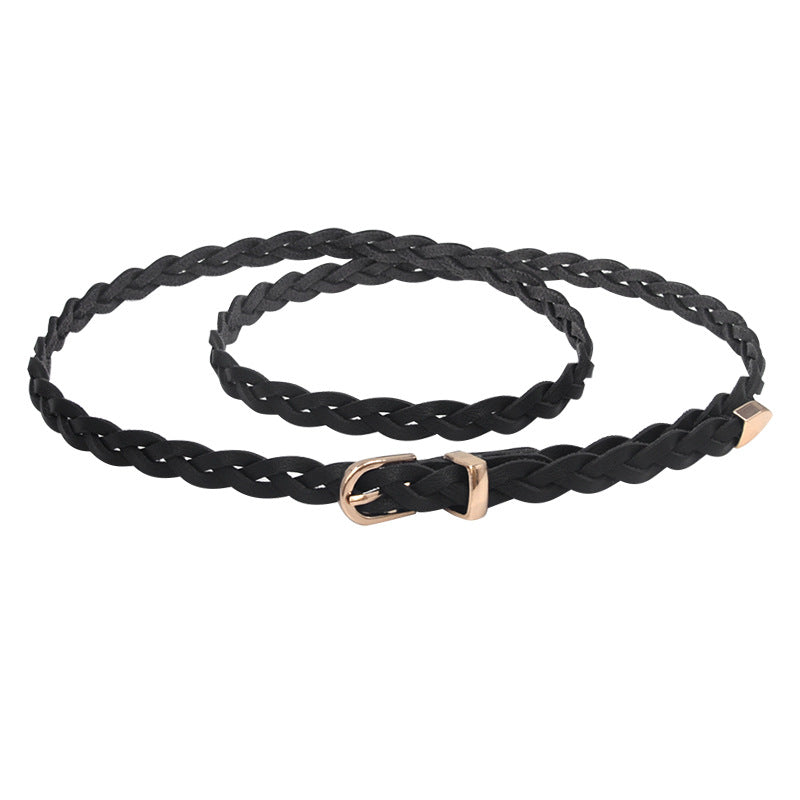 Twist woven women's thin belt