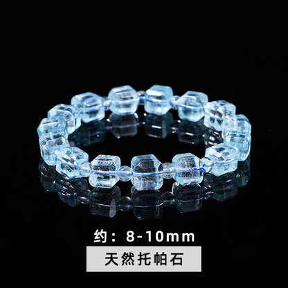 8Mm Natural White Crystal Sugar Cube Bracelet