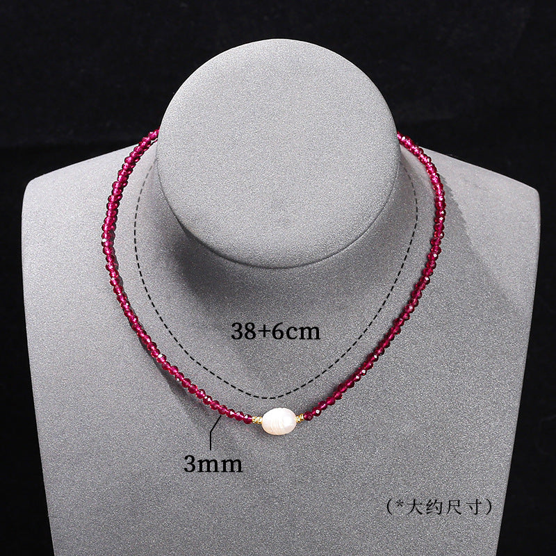 Imitation Ruby Necklace Cut Glass Beads