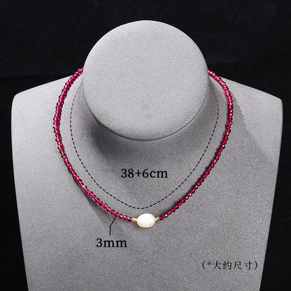 Imitation Ruby Necklace Cut Glass Beads