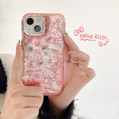 IMD Wrinkle Case iPhone15 Pro 12 11 Cute Hello Kitty Animal Cover