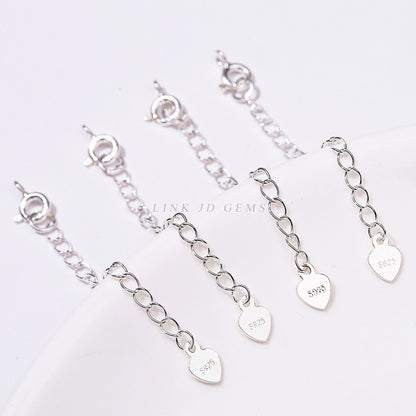 925 Silver Love Tail Chain Necklace Bracelet Spring Buckle Extension Chain