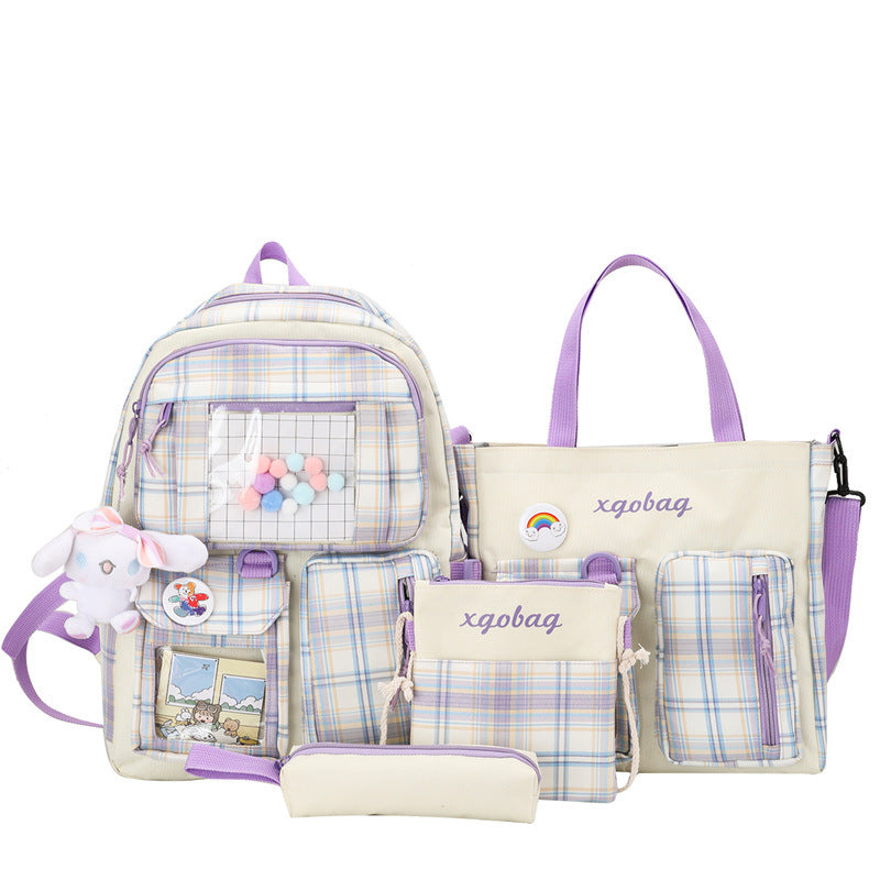 4-piece school bag ulzzang backpack