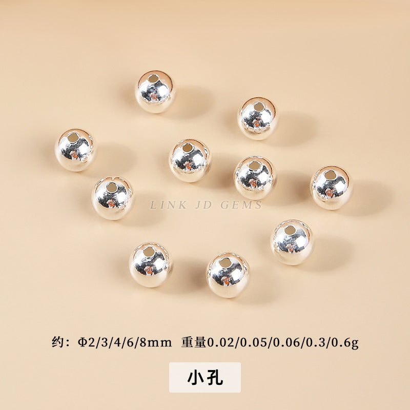 S925 silver beads light beads round beads loose beads