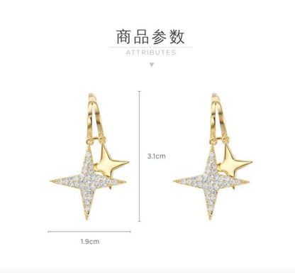 Star earrings women's pentagram earrings