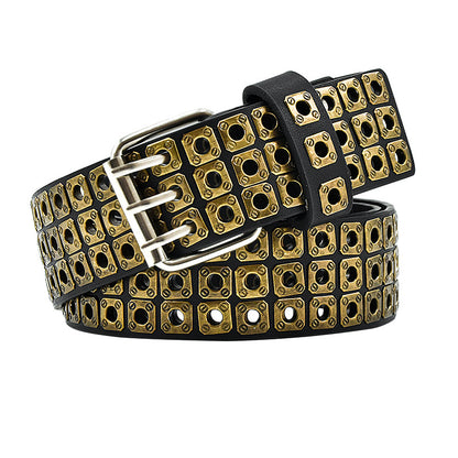 Three rows of holes wide belt fashion pin buckle