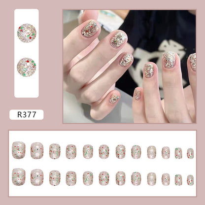 Wearable Blush Short Removable Nail Stickers