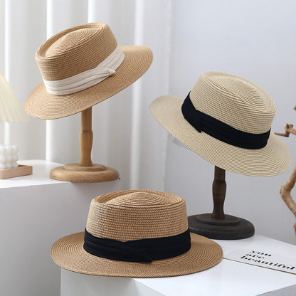 Beach Flat Brim Women's Straw Sun Protection French Wide Brim Jazz