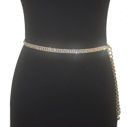 Waist chain Three rows of rhinestone fine waist