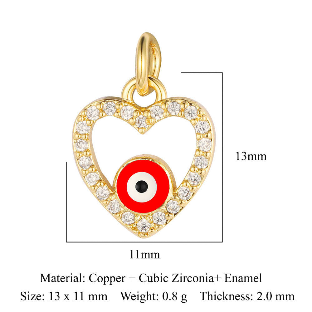 Pearl Peach Heart Devil's Eye Copper Zircon Pendant