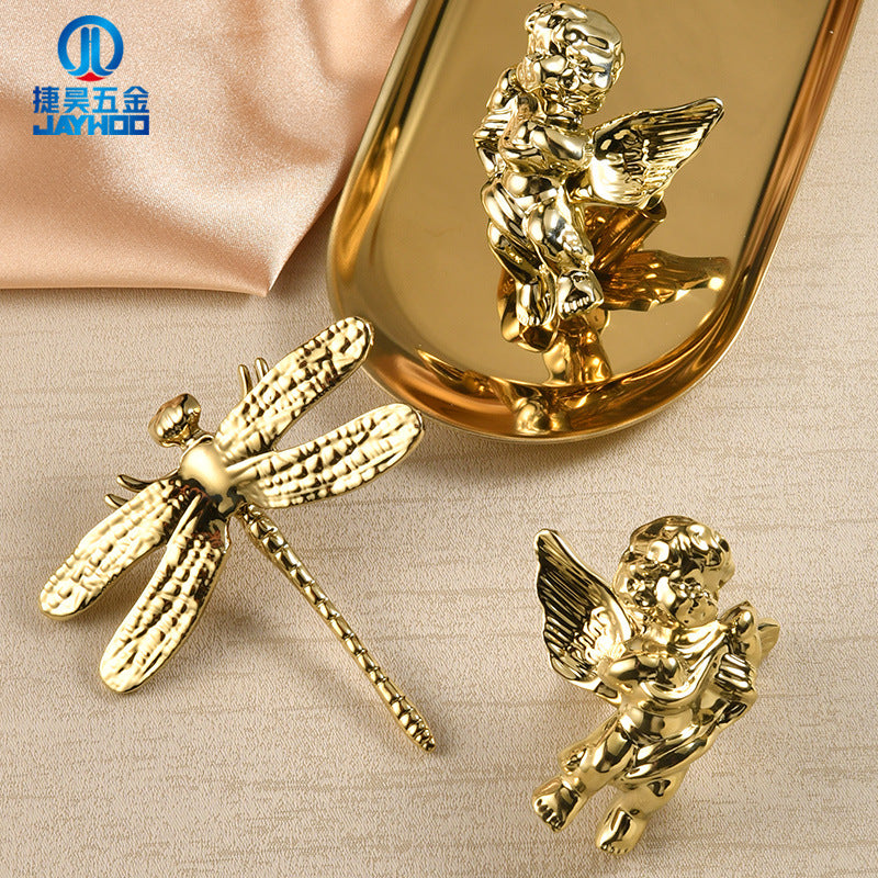 Wardrobe door angel brass handle