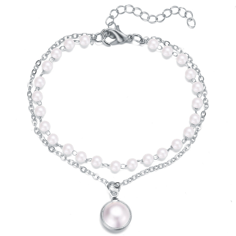 Fashionable double pearl necklace