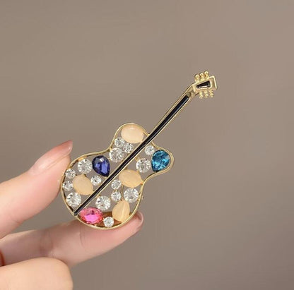 Hollow out opal guitar brooch