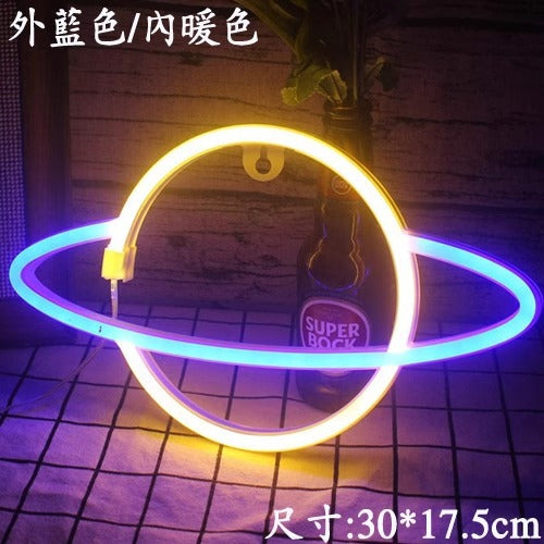 LED neon light arrangement small colored lights