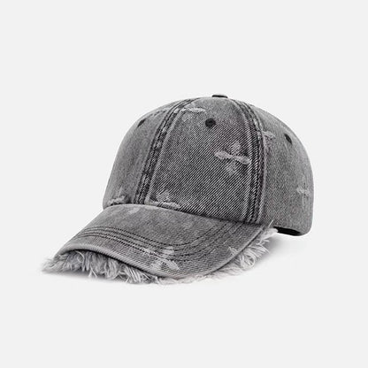 Denim Baseball Cap with Fringe