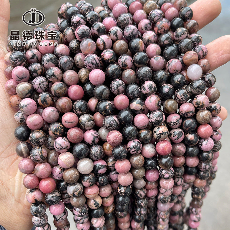 Rhodonite black line red stone round beads loose beads