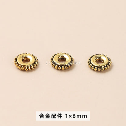 Tibetan silver zinc alloy disc with diamond bead spacer accessories