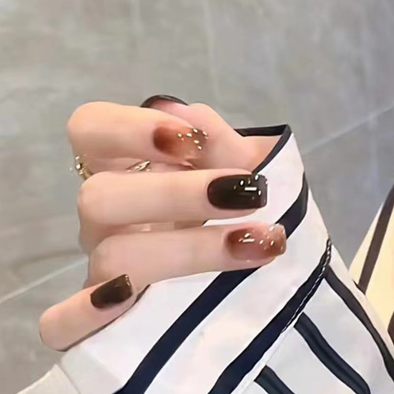 Light Brown Cat Eye Amber Nails