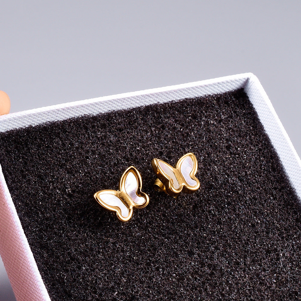 Shell butterfly stud earrings