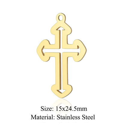 5 pcs/titanium steel hollow cross pendant.