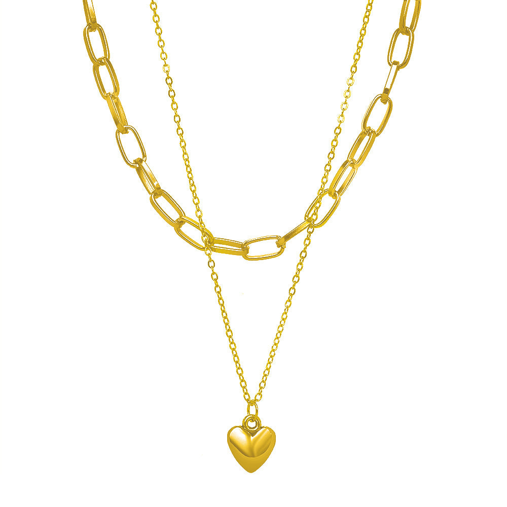 Heart Pendant Statement Chain Necklace