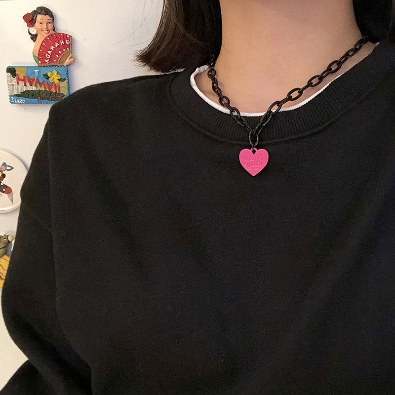 Collar de amor para mujer, cadena corta para suéter 