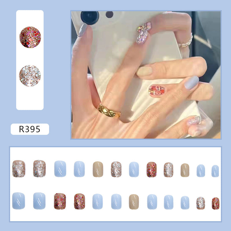 Wearable Blush Short Removable Nail Stickers