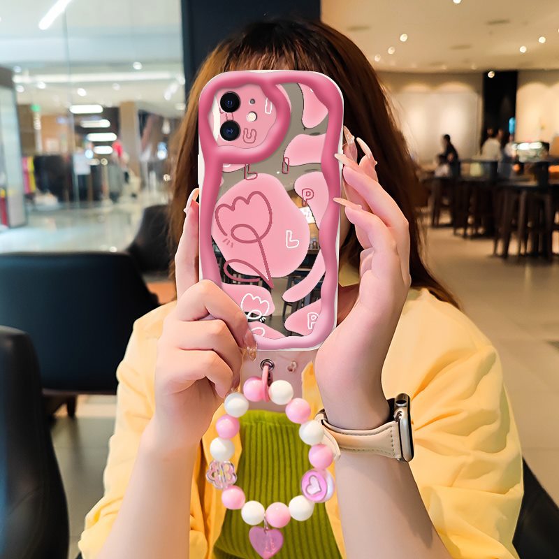 iPhone 12 Makeup Mirror Liquid Silicone Tulip Case