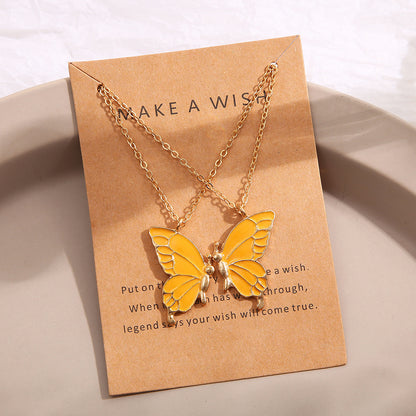 Colorful butterfly necklace clavicle chain