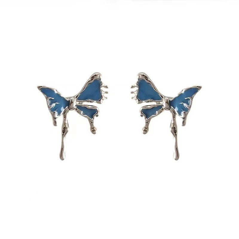 New Irregular Blue Butterfly Earrings