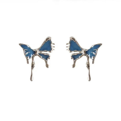 New Irregular Blue Butterfly Earrings