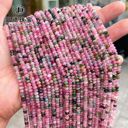 3 * 4Mm color tourmaline cut abacus beads crystal loose beads