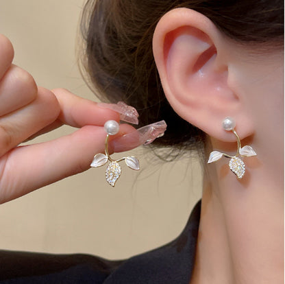 Pearl Leaf Earrings for Women