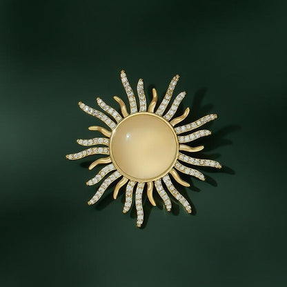 Flash Diamond Opal Sun Brooch