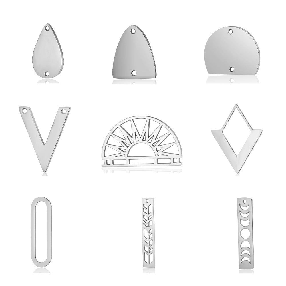 5 pcs/bag geometric shaped titanium steel pendant