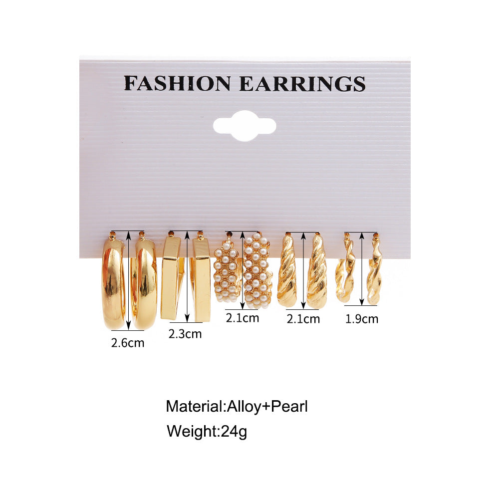 5-piece vintage pearl earrings Earringset