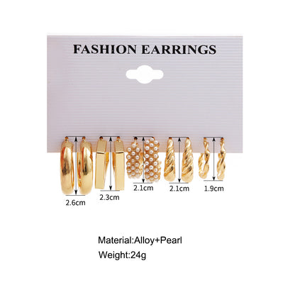 5-piece vintage pearl earrings Earringset