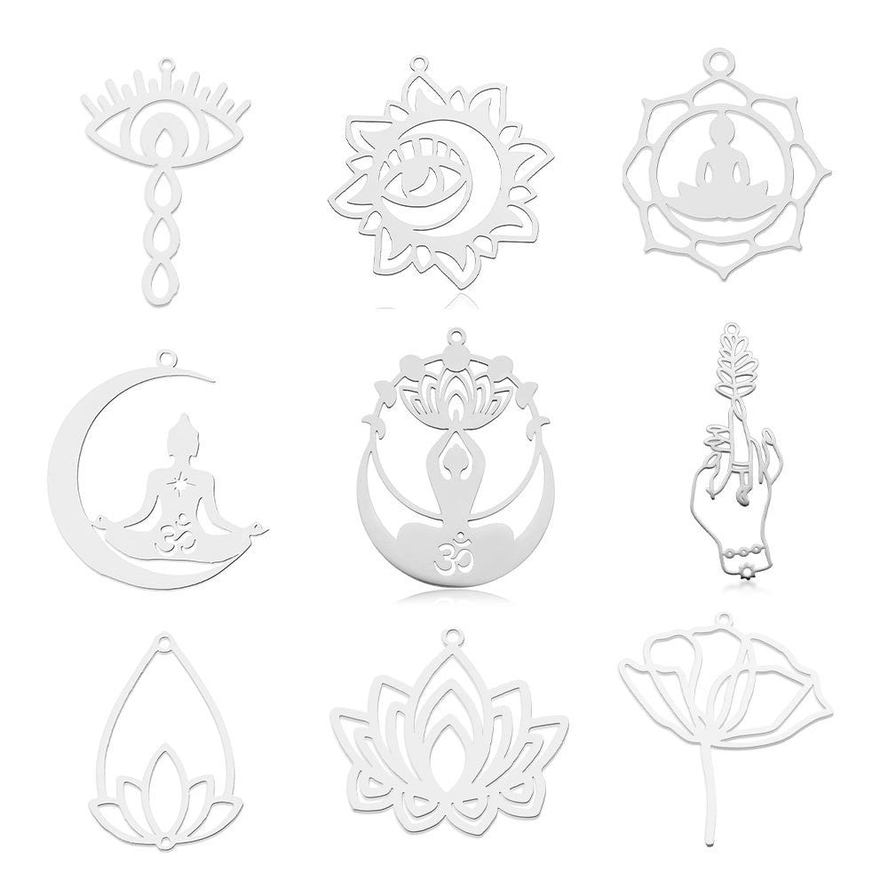 5 pcs/pack Lotus titanium steel pendant yoga pendant