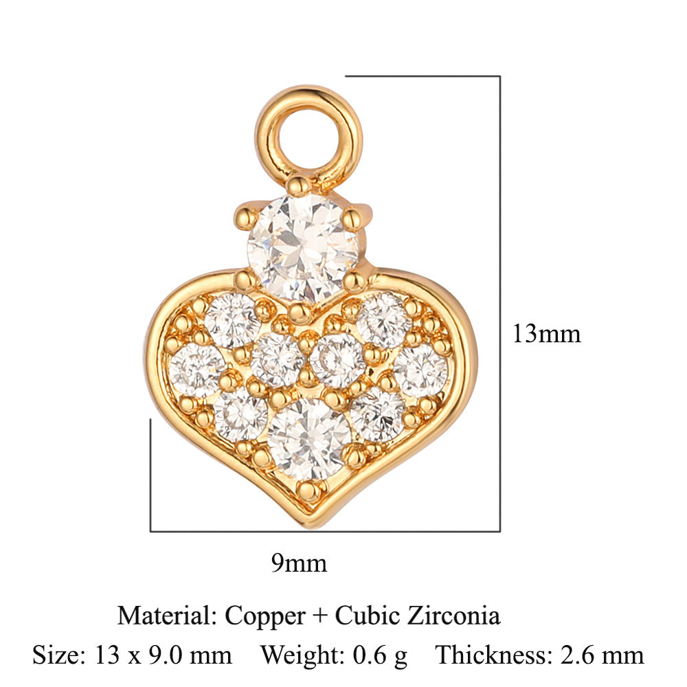 Color zircon peach heart copper zircon pendant.