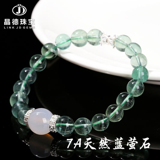 7A Natural Blue Fluorite Bead Bracelet